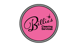 Billie's Cleaning Services hot pink and black logo in a monogram circle