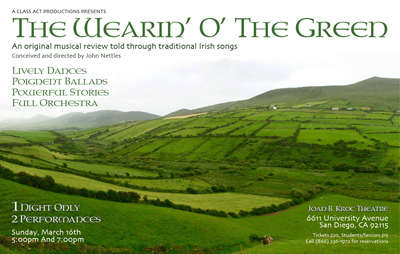 The Wearin' O' The Green poster featuring rows green rolling hills of Ireland