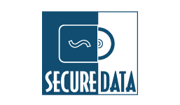 Secure Data blue and white logo featuring a padlock design